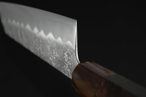 Gou Umanosuke Yoshihiro Ginsan 3 Nashiji Kiritsuke 210 mm / Ebony Handle, Buffalo Horn