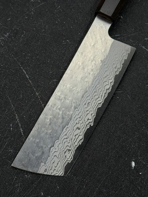NIGARA VG10 DAMASCUS TSUCHIME NAKIRI 170 MM / EBONY HANDLE