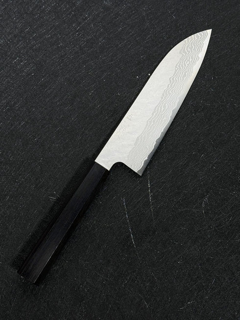 NIGARA VG10 DAMASCUS TSUCHIME SANTOKU 180 MM / EBONY HANDLE