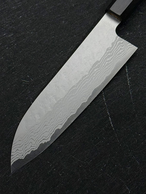 NIGARA VG10 DAMASCUS TSUCHIME SANTOKU 180 MM / EBONY HANDLE