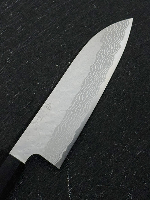NIGARA VG10 DAMASCUS TSUCHIME SANTOKU 180 MM / EBONY HANDLE