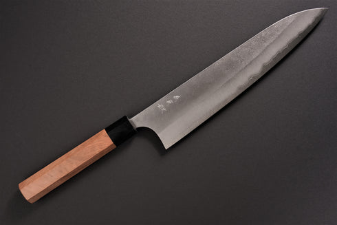 YOSHIMI KATO GYUTO 240 AOGAMI SUPER NASHIJI STAINLESS CLAD