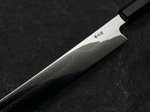 XIN GUO 26C3 SWEDISH STEEL MIZU HONYAKI DUAL HAMON SAKIMARU SUJIHIKI 360 MM / EBONY HANDLE BUFFALO HORN