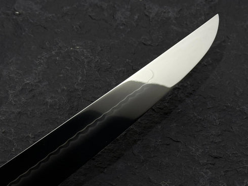 XIN GUO 26C3 SWEDISH STEEL MIZU HONYAKI DUAL HAMON SAKIMARU SUJIHIKI 360 MM / EBONY HANDLE BUFFALO HORN