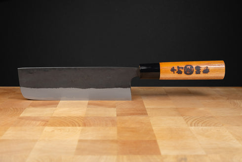 KAWATSU HAMONO BLACK FORGED NAKIRI-BOCHO 165 AOGAMI 2