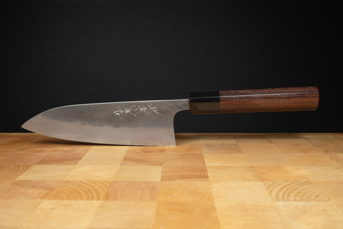 MATSUBARA BLUE NO. 2 NASHIJI STAINLESS CLAD GYUTO 180 MM / DRŠKA POLU-OVALNO RUŽINO DRVO