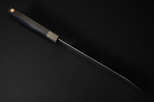 SEKI KANETSUGU ZUIUN KIWAMI SG2 DAMASCUS DLC COATING KIRITSUKE-GYUTO 210 / KUROISHIME SAYA & WOODEN BOX