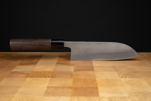 GIHEI BLUE NO.2 STAINLESS CLAD SANTOKU 165 SATIN FINISH