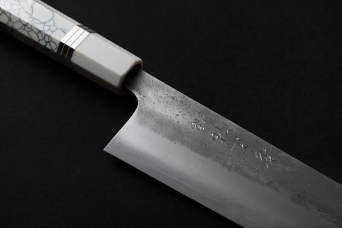KONOSUKE FUKU SLD NASHIJI GYUTO 240 MM / HANDLE WHITE RESIN – NICKLE SILVER RINGS