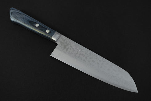 KUNIO MASUTANI VG-10 SAIRYU DAMASCUS SANTOKU 170 MM / HANDLE BLUE PAKKA WOOD