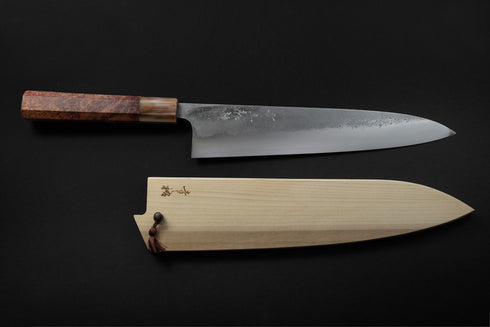 KONOSUKE FUKU SLD NASHIJI GYUTO 240 MM / HANDLE BUBINGA BURL WOOD – WHITE BUFFALO HORN