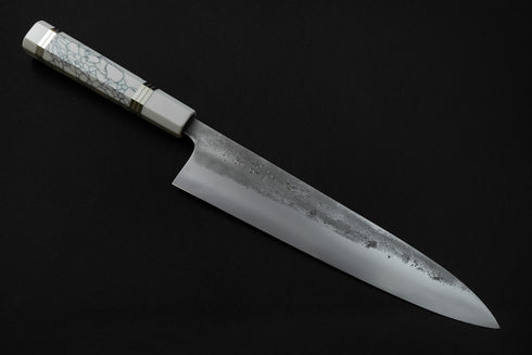 KONOSUKE FUKU SLD NASHIJI GYUTO 240 MM / HANDLE WHITE RESIN – NICKLE SILVER RINGS