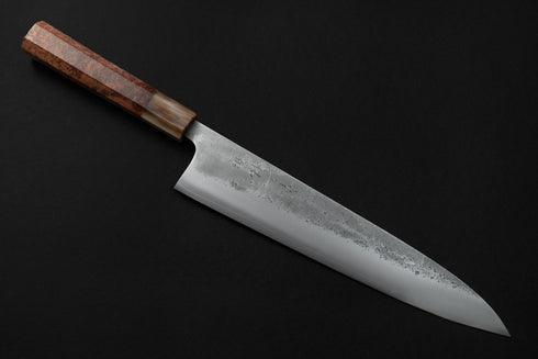 KONOSUKE FUKU SLD NASHIJI GYUTO 240 MM / HANDLE BUBINGA BURL WOOD – WHITE BUFFALO HORN