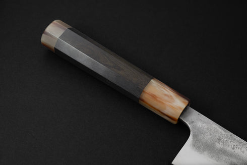 KONOSUKE FUKU SLD NASHIJI GYUTO 240 MM / HANDLE EBONY - MARBLE HORN FERRULE END CAP