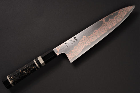 HATSUKOKORO YOROKOBI SLD RAINBOW GYUTO 210 /ZIRICOTE WITH RESIN AND NICKEL SILVER RINGS