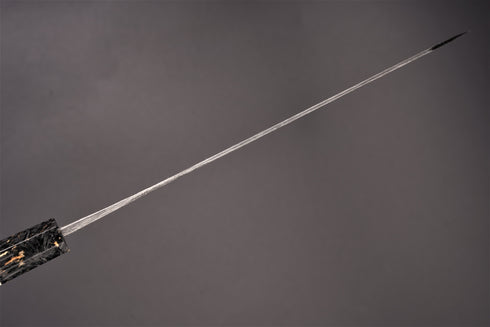 KISUKE MANAKA BLUE 1 HON-WARIKOMI KUROUCHI TSUCHIME KIRITSUKE GYUTO 240 WITH RESIN BOLSTERS / CARBON FIBER GOLD LEAF / NICKEL SILVER RINGS