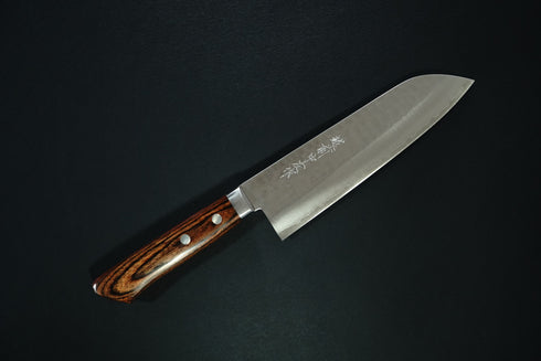 KUNIO MASUTANI VG1 SANTOKU 170 HAMMERED FINISH MAHOGANY HANDLE