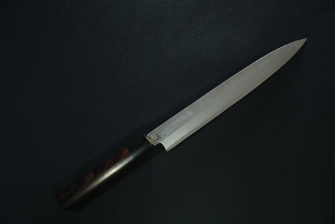 SAWAKAZUMA GENMEI TOSHI YANAGIBA 240 MM SINGLE BEVEL, LAMINATED WHITE STEEL NO.2 DAMASCUS