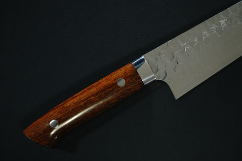 TAKESHI SAJI GINREI VG10 CHEF'S KNIFE 210 MM CROSS-SHAPED HAMMER PATTERN  & 33 LAYERS DAMASCUS