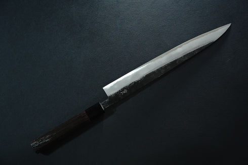 MUSASHI HAMONO SUJIHIKI 270 BLUE STEEL NO. 2 KUROUCHI DAMASCUS ROSEWOOD